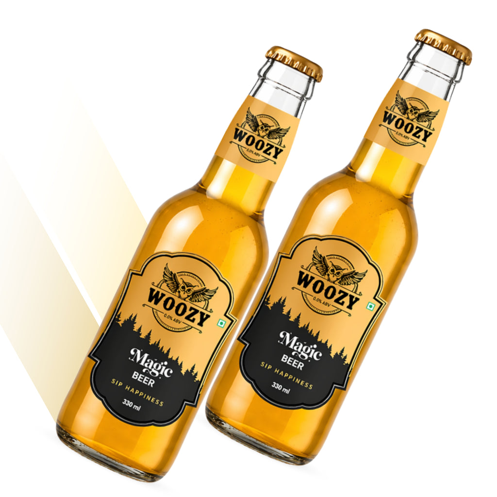 Woozybar Magic Beer, 0% Alcohol, Real Beer Taste & Buzz Feeling Glass Bottle (2 x 330 ml)