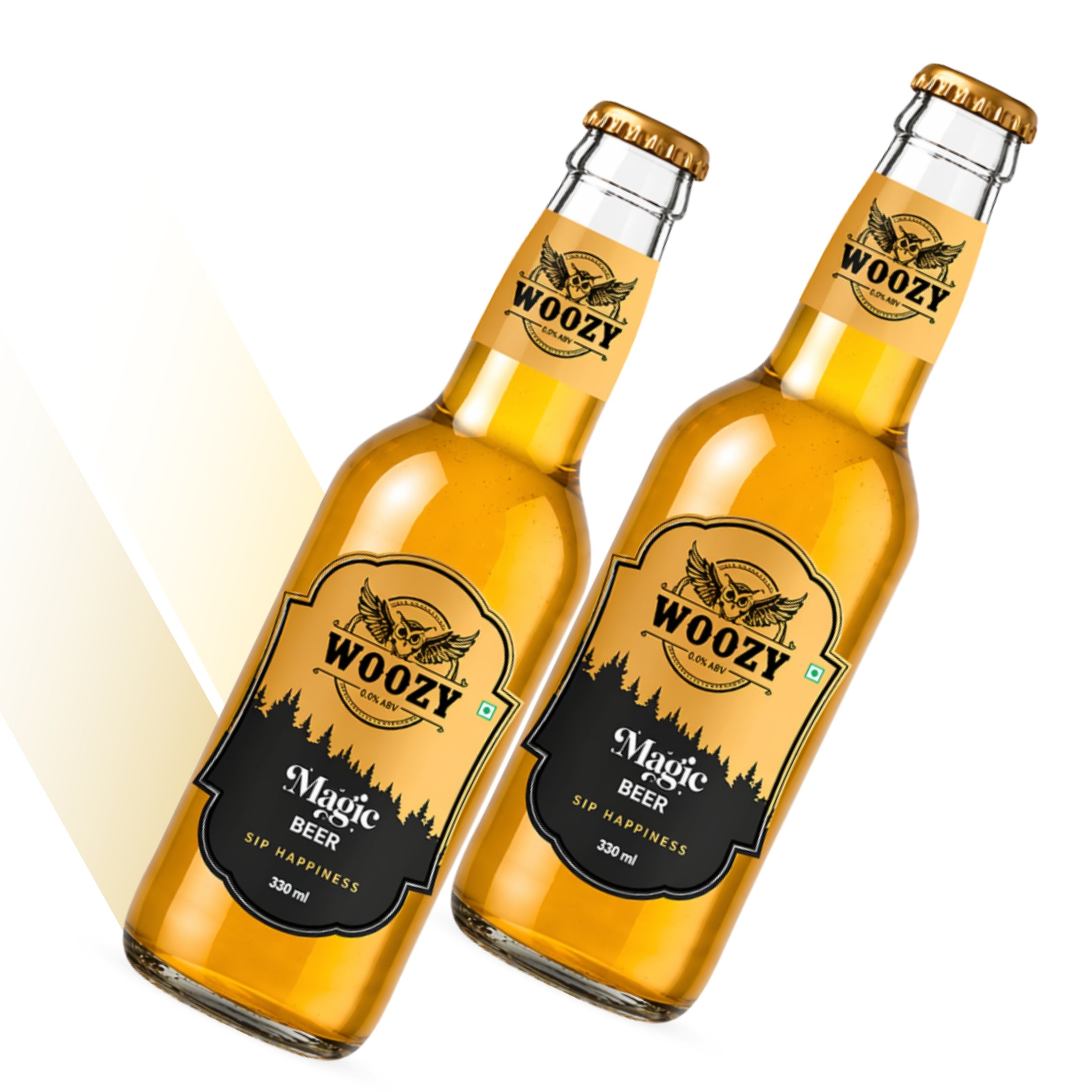 Woozybar Magic Beer, 0% Alcohol, Real Beer Taste & Buzz Feeling Glass Bottle (2 x 330 ml)