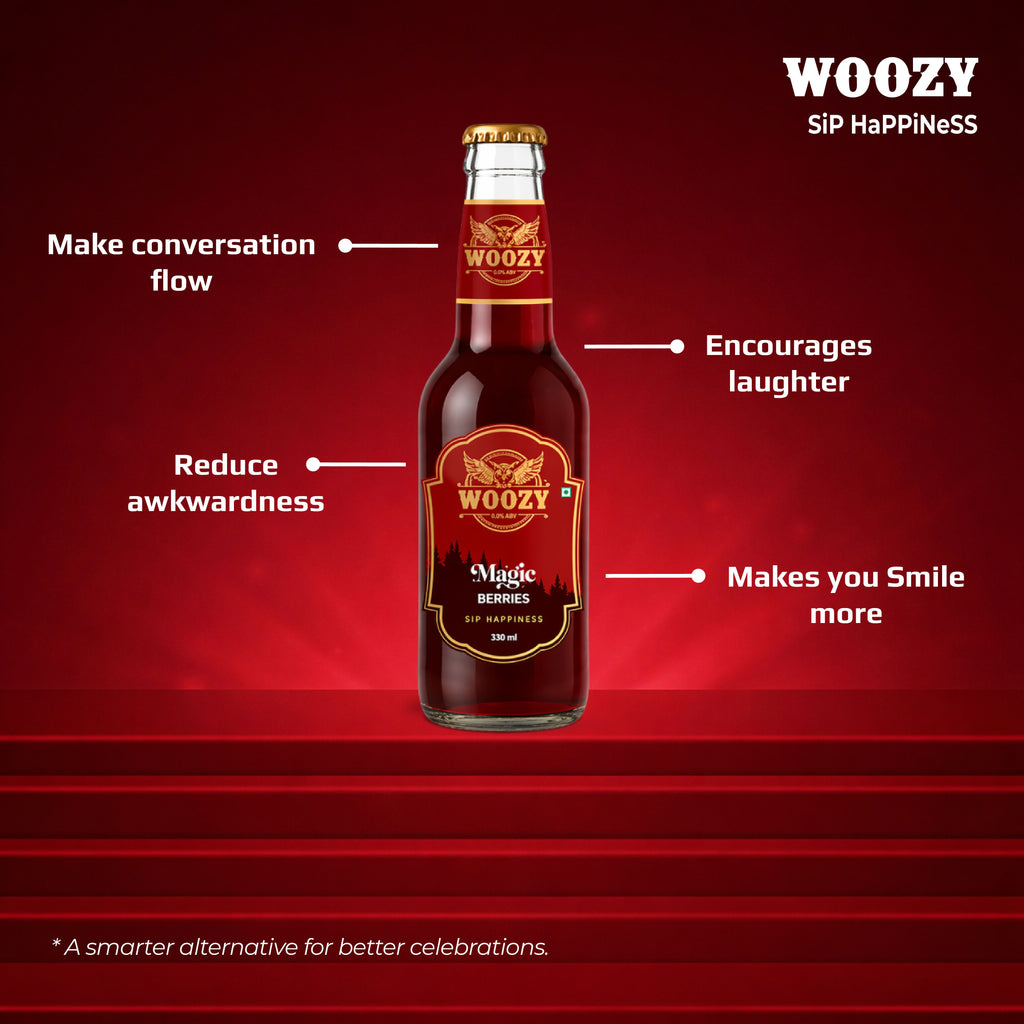 Woozy Magic Berries, 0%Alcohol, Real Beer Taste & Buzz Feeling, 3 Pack Glass Bottle