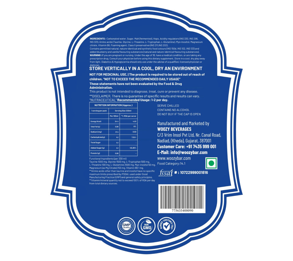 Woozybar Magic Blue – India’s Best Non Alcoholic Beer (Blueberry Vanilla Buzz)