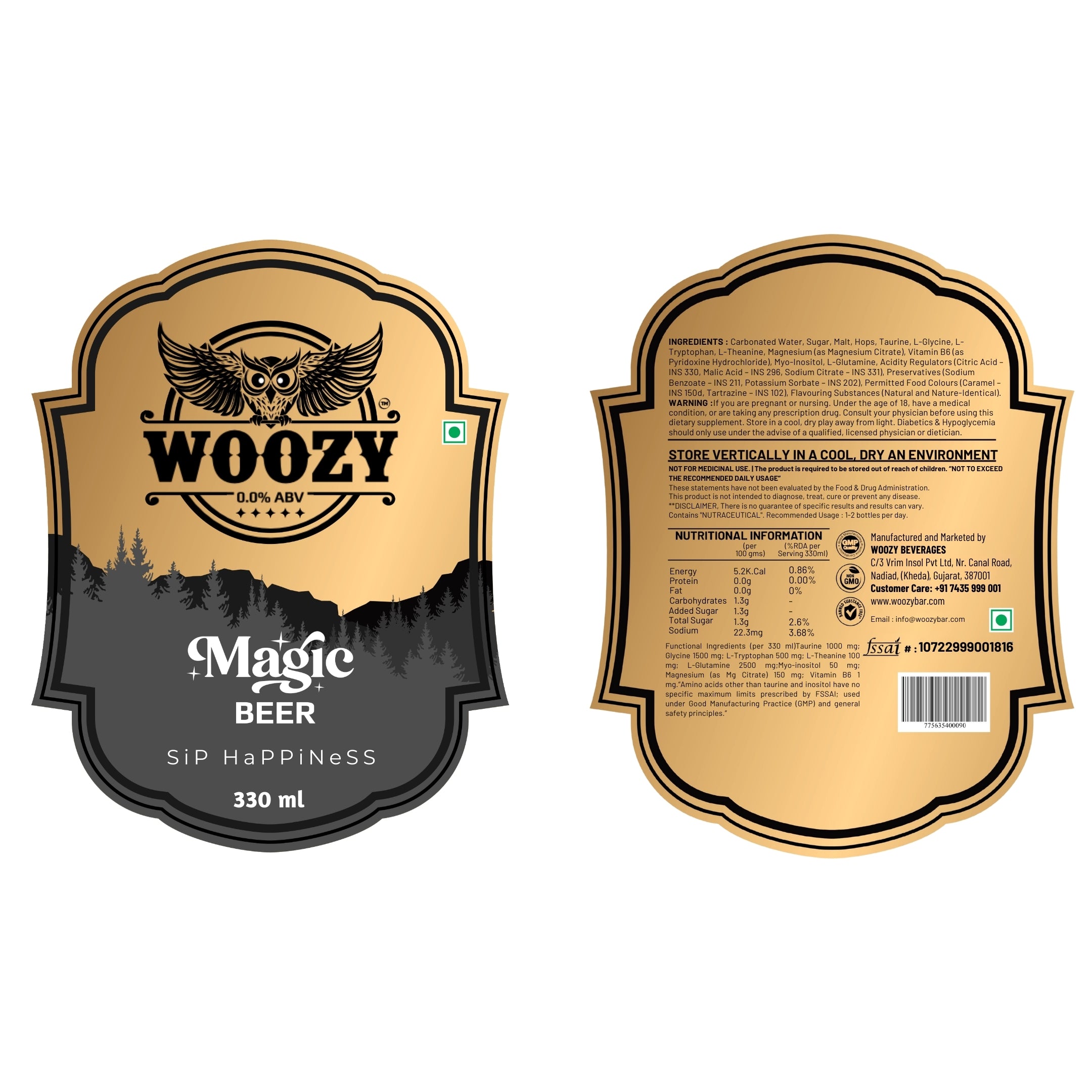 Woozy Variety Pack | Functional Beverage Sampler | 0% Alcohol | Magic Beer, Blue & Berries | Pack of 3