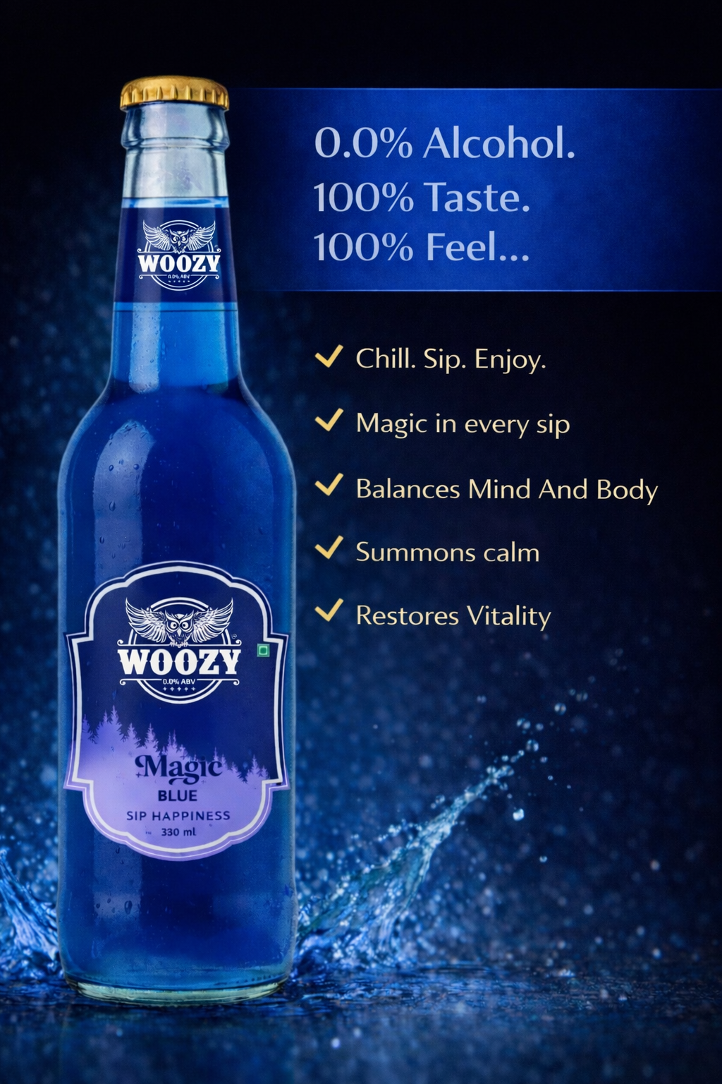 Woozybar Magic Blue – India’s Best Non Alcoholic Beer (Blueberry Vanilla Buzz)