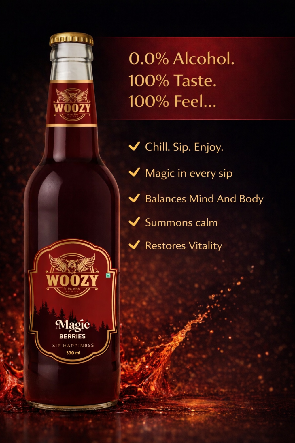 Woozybar Magic Berries – India’s Favorite Non Alcoholic Beer (Berry Lychee Buzz)
